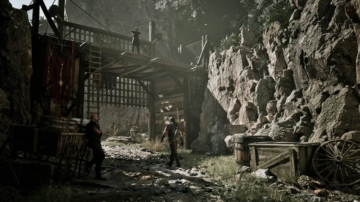 Offizieller Screenshot eines befestigten Holz- und Felswegs in Gothic 1 Remake